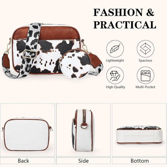 Vegan Leather Small Crossbody Bag with Detachable Coin Pouch for Women - Picture 4 of 7